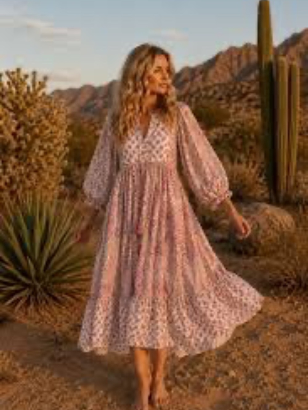 Daughters of India Nora Maxi Dress Primrose Floral Dusty Rose Pink